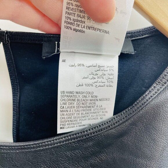 INC International Concepts Womens Large Faux Leather Bodysuit in Black $50 1105 - Picture 9 of 10